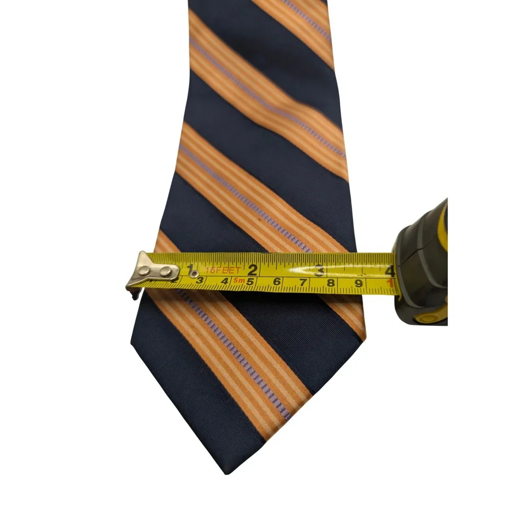 Stafford Necktie Mens Blue Orange Signature Striped Traditional Silk Blend